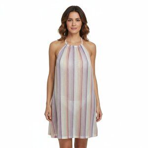 Haute Hippie Purple Peach Gradient Lace Halter Swim Cover-Up XL